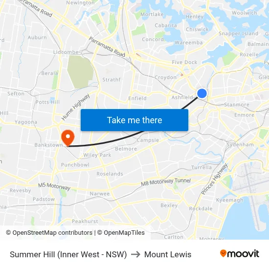 Summer Hill (Inner West - NSW) to Mount Lewis map
