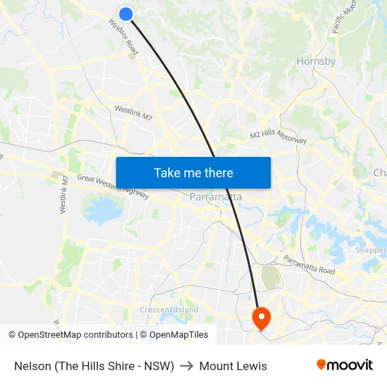Nelson (The Hills Shire - NSW) to Mount Lewis map