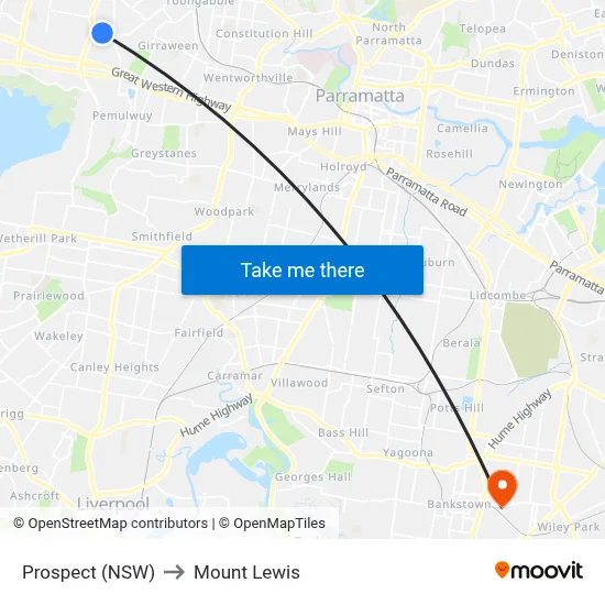 Prospect (NSW) to Mount Lewis map