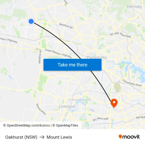 Oakhurst (NSW) to Mount Lewis map