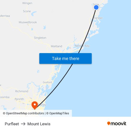 Purfleet to Mount Lewis map