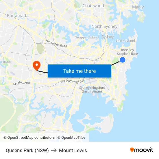Queens Park (NSW) to Mount Lewis map