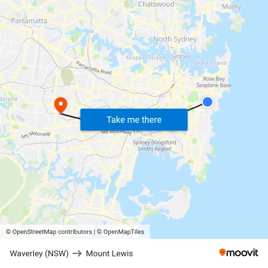 Waverley (NSW) to Mount Lewis map