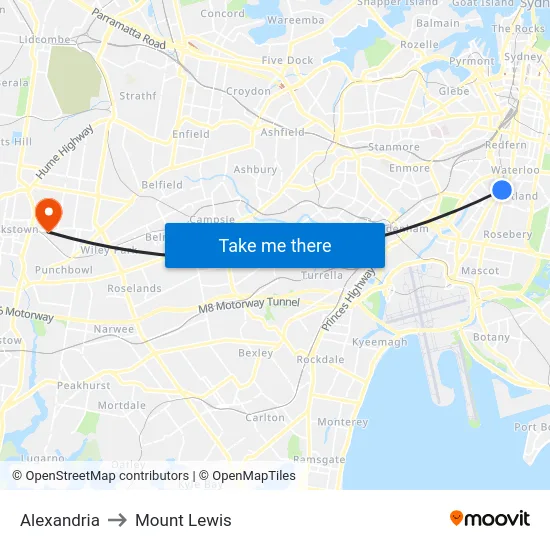 Alexandria to Mount Lewis map