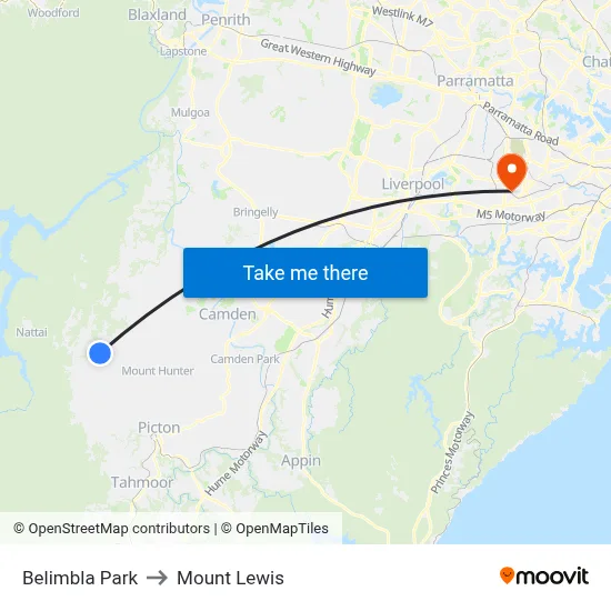 Belimbla Park to Mount Lewis map