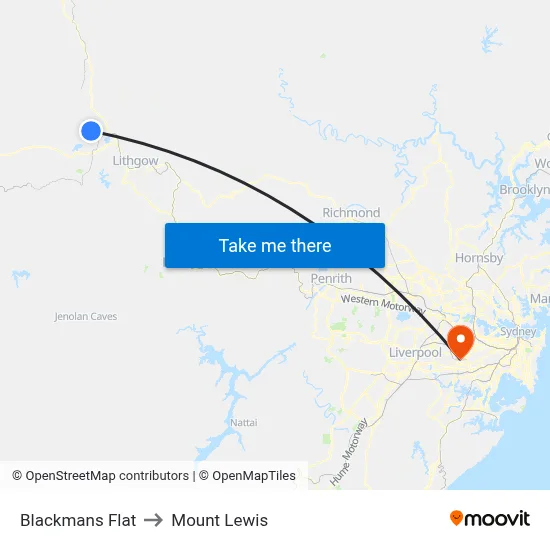 Blackmans Flat to Mount Lewis map