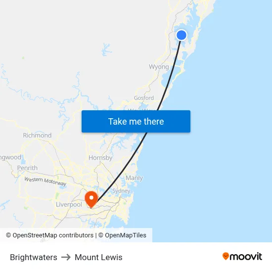 Brightwaters to Mount Lewis map