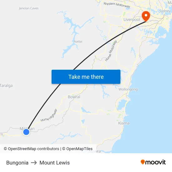 Bungonia to Mount Lewis map