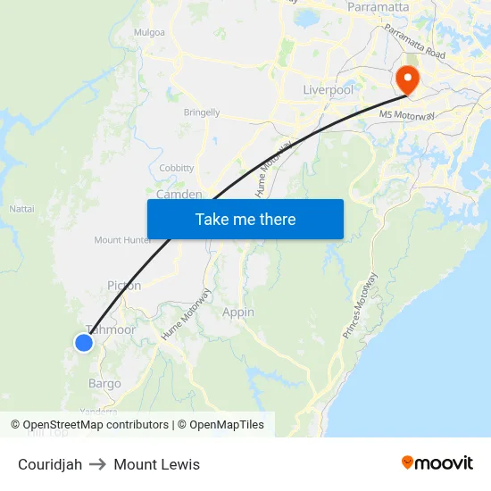 Couridjah to Mount Lewis map