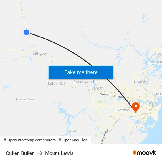 Cullen Bullen to Mount Lewis map
