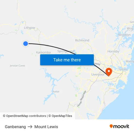 Ganbenang to Mount Lewis map