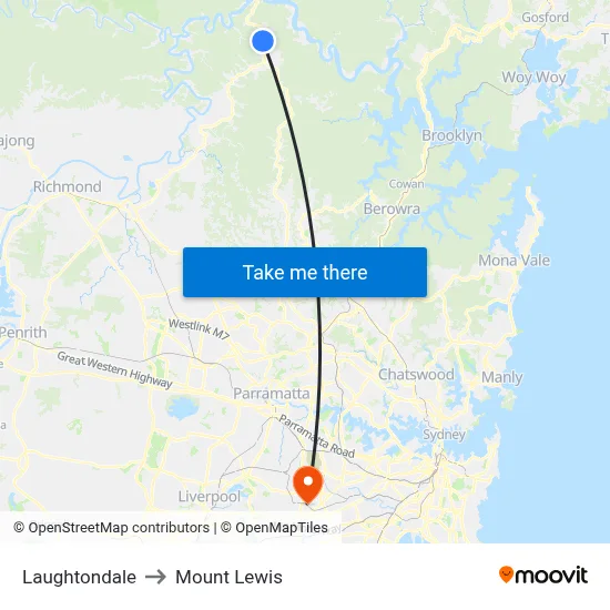 Laughtondale to Mount Lewis map