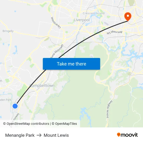 Menangle Park to Mount Lewis map