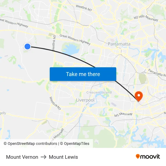 Mount Vernon to Mount Lewis map