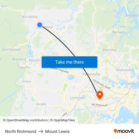 North Richmond to Mount Lewis map