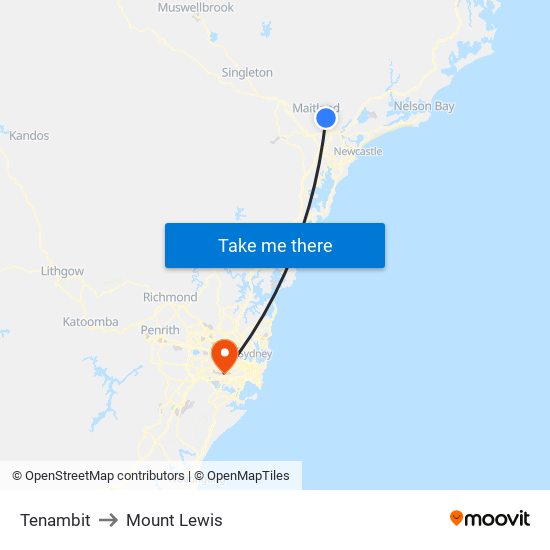 Tenambit to Mount Lewis map