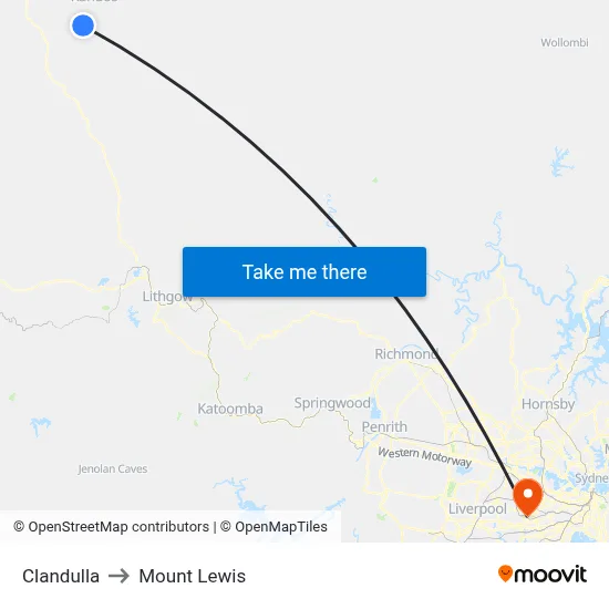 Clandulla to Mount Lewis map