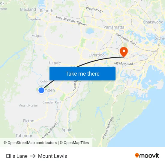 Ellis Lane to Mount Lewis map