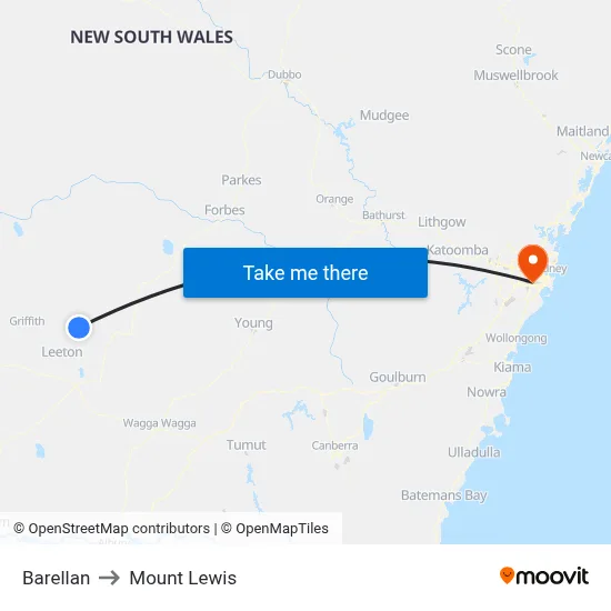 Barellan to Mount Lewis map