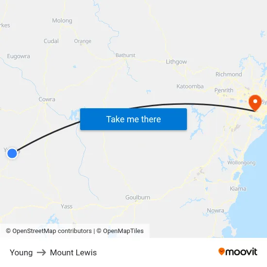 Young to Mount Lewis map