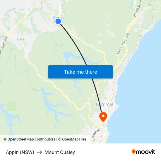 Appin (NSW) to Mount Ousley map