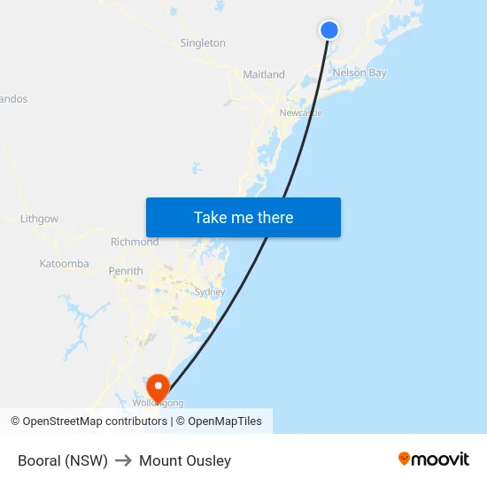 Booral (NSW) to Mount Ousley map
