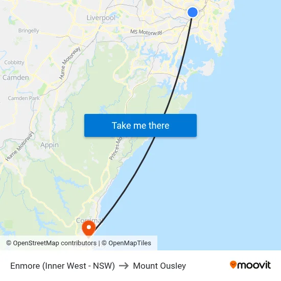 Enmore (Inner West - NSW) to Mount Ousley map