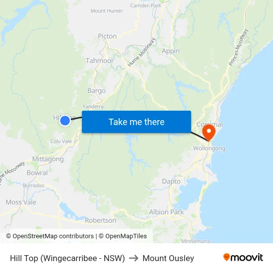 Hill Top (Wingecarribee - NSW) to Mount Ousley map
