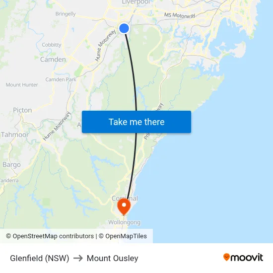 Glenfield (NSW) to Mount Ousley map