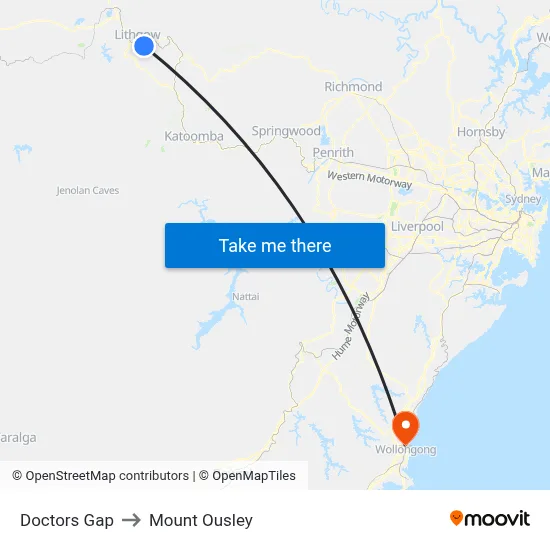 Doctors Gap to Mount Ousley map