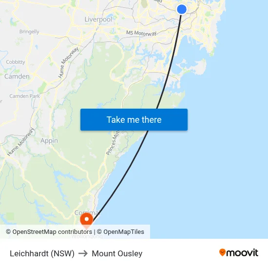 Leichhardt (NSW) to Mount Ousley map