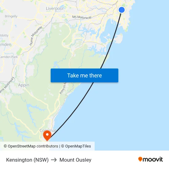 Kensington (NSW) to Mount Ousley map