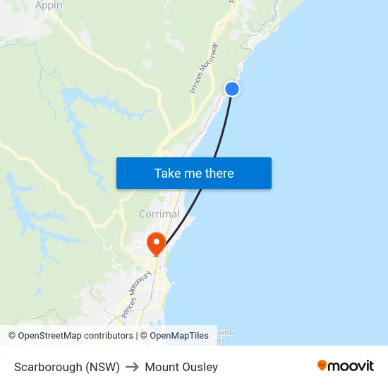 Scarborough (NSW) to Mount Ousley map