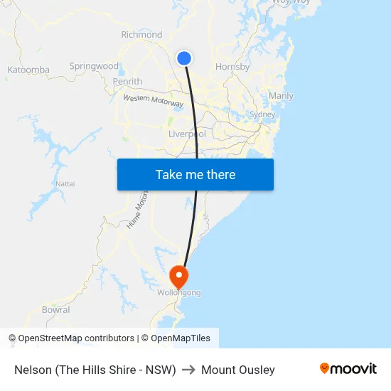Nelson (The Hills Shire - NSW) to Mount Ousley map