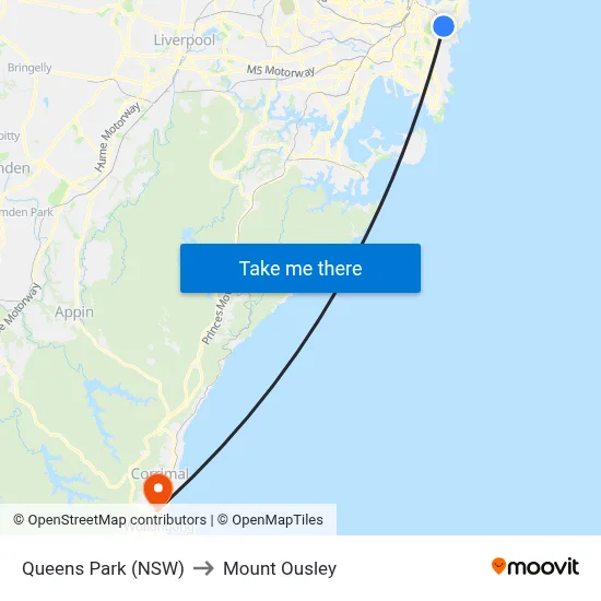 Queens Park (NSW) to Mount Ousley map