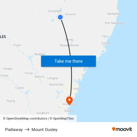 Piallaway to Mount Ousley map
