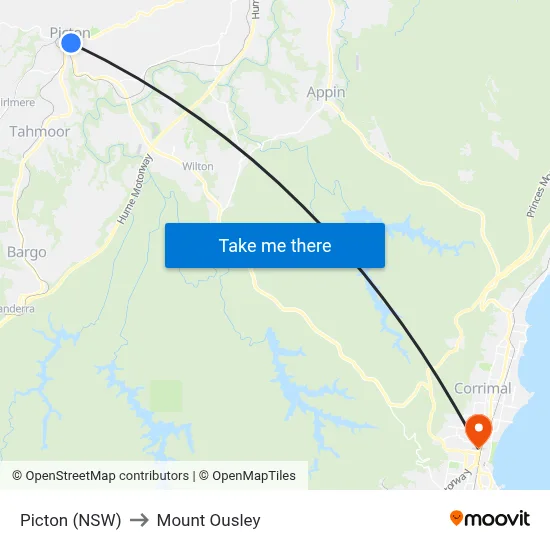 Picton (NSW) to Mount Ousley map