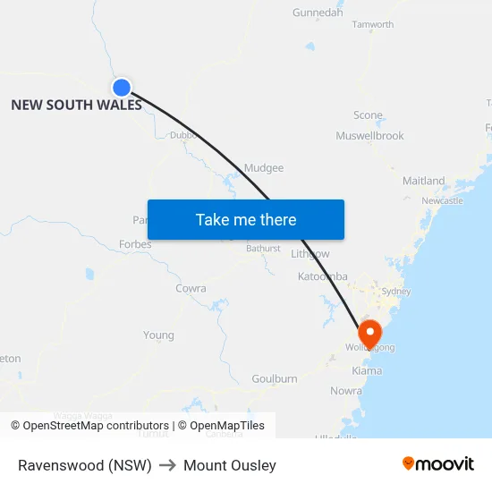 Ravenswood (NSW) to Mount Ousley map