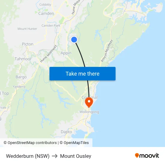 Wedderburn (NSW) to Mount Ousley map