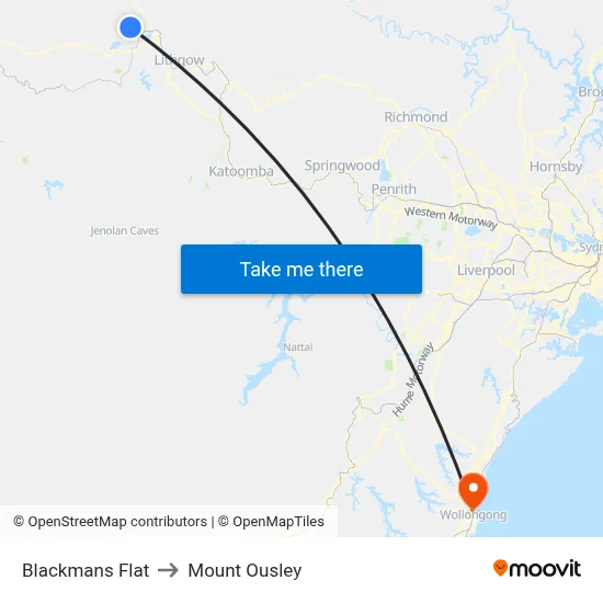 Blackmans Flat to Mount Ousley map