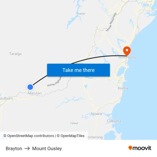 Brayton to Mount Ousley map
