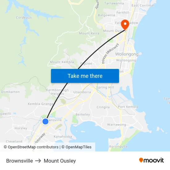 Brownsville to Mount Ousley map
