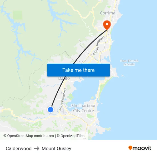 Calderwood to Mount Ousley map