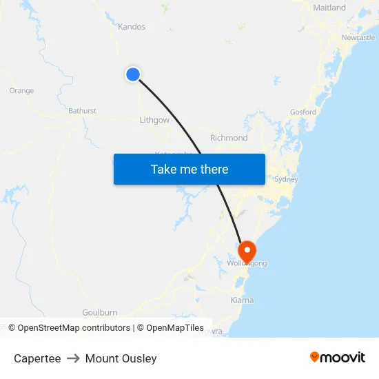 Capertee to Mount Ousley map