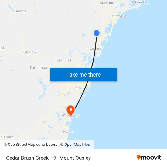 Cedar Brush Creek to Mount Ousley map