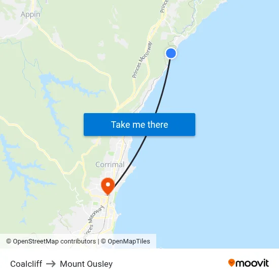 Coalcliff to Mount Ousley map