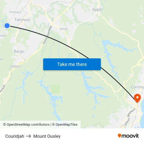 Couridjah to Mount Ousley map