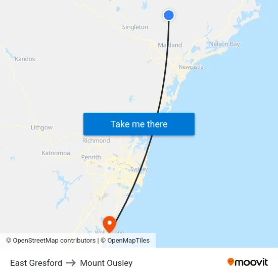 East Gresford to Mount Ousley map