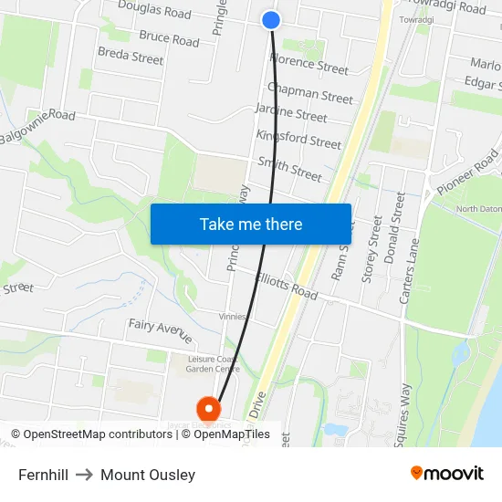 Fernhill to Mount Ousley map