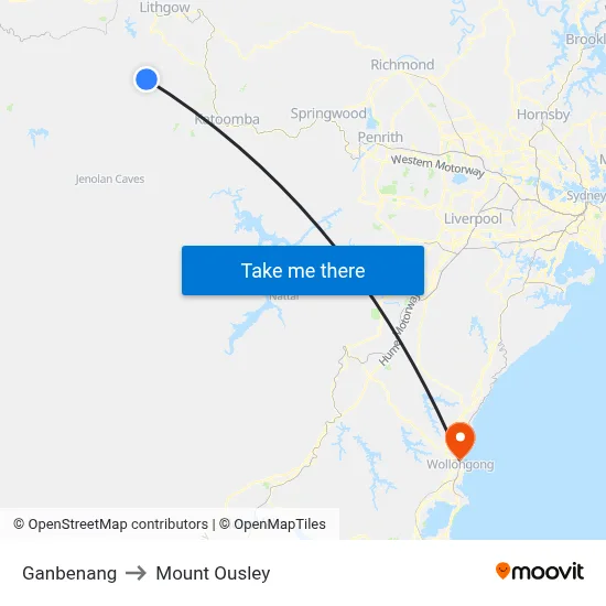Ganbenang to Mount Ousley map